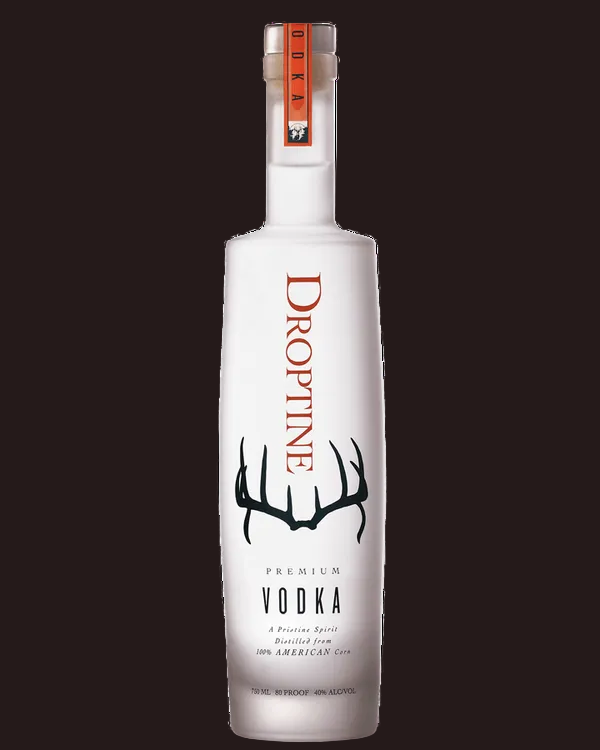 Droptine vodka bottle on a white background