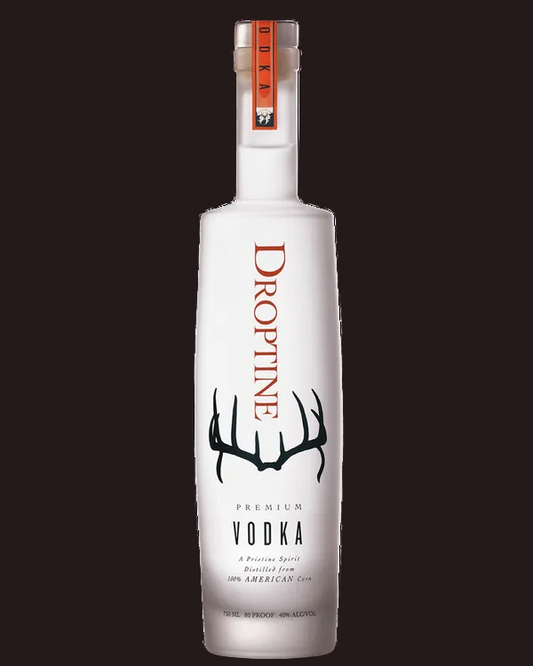 Droptine vodka bottle on a white background
